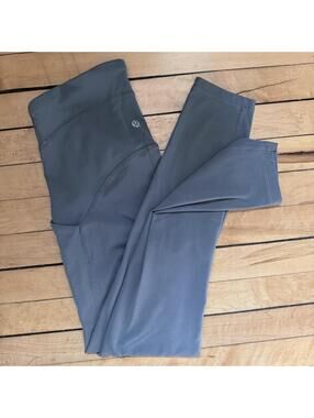 Lululemon Power Thru High Rise Tight 25” Gray Leggings Size 6 Pockets